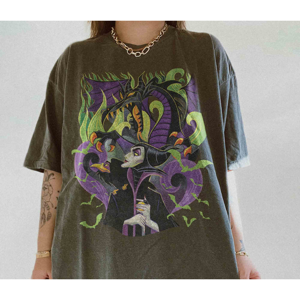 Retro Comfort Colors Maleficent Shirt, Halloween Villains T-Shirt, Maleficent Witch Sweatshirt, Disney Halloween 2024 Shirt, Halloween Gift.jpg