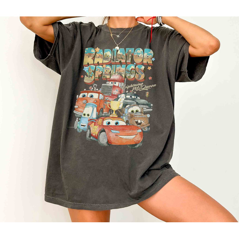Retro Comfort Colors Radiator Springs Cars Movie Shirt, Lightning McQueen Shirt, Cars Movie Disney Shirt, Disney Family Trip Shirt.jpg