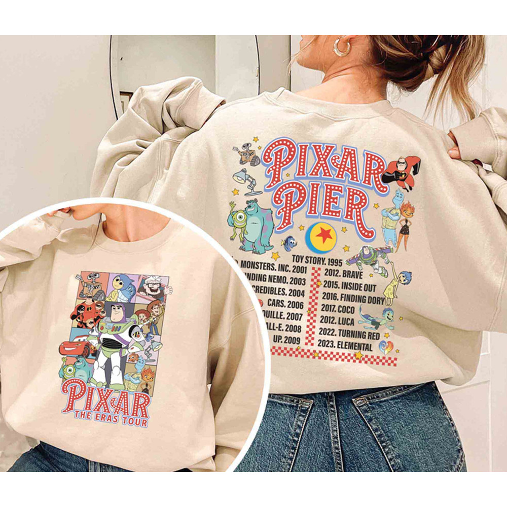 Retro Pixar The Eras Tour Shirt, Pixar Pier Shirt, Walt Disney Disneyland Shirt, Disney Family Trip Shirt, Pixar Pier Tour Shirt.jpg