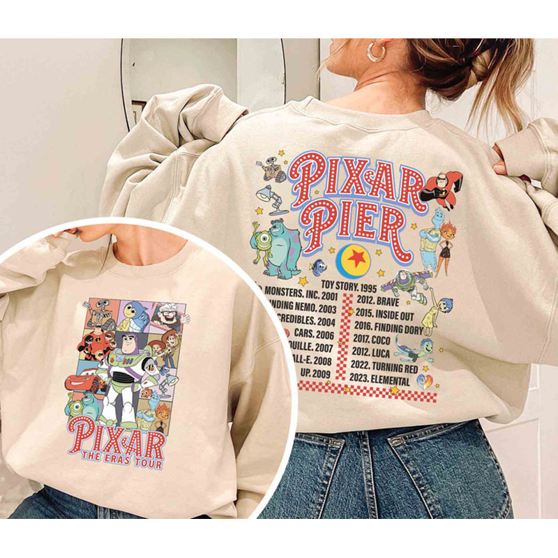 Retro Pixar The Eras Tour Shirt, Pixar Pier Shirt, Walt Disney Disneyland Shirt, Disney Family Trip Shirt, Pixar Pier Tour Shirt.jpg
