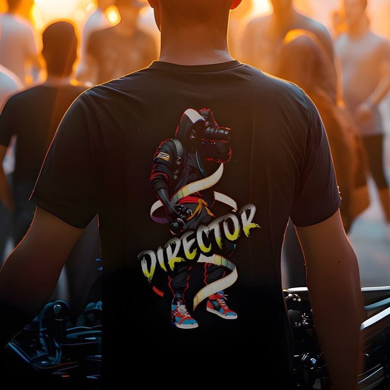 Director Tshirt - Street Fighter -  Unisex Two sided T-Shirt for Film Professionals - Comfortable, Durable, Black Cotton.jpg