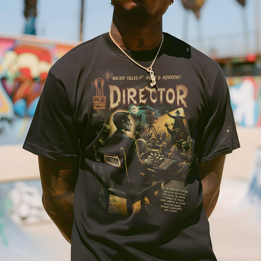 Director TShirt, Unisex Black Cotton Tee for Horror Film Fans & Crew, Durable Movie Wear Gift for Filmmakers.jpg