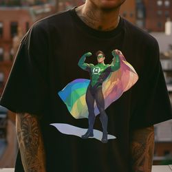 green lantern pride tshirt, lgbtq support, heroic pride flag shirt, unique superhero fan apparel