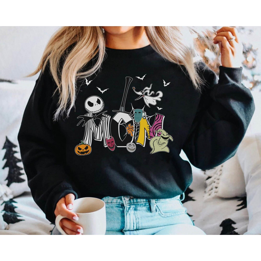 Custom Name Nightmare Before Christmas Mom Sweatshirt, Jack Skellington Oogie Boogie Bash, Disney Halloween Tee For Mother, Disneyland Trip.jpg