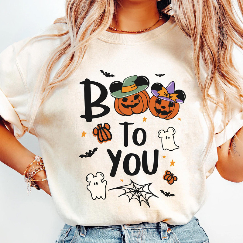 Cute Mickey Ghost Pumpkin Boo To You Comfort Colors Shirt, Disney Halloween Family T-shirt, Disneyland Halloween Party, Spooky Season Shirt.jpg