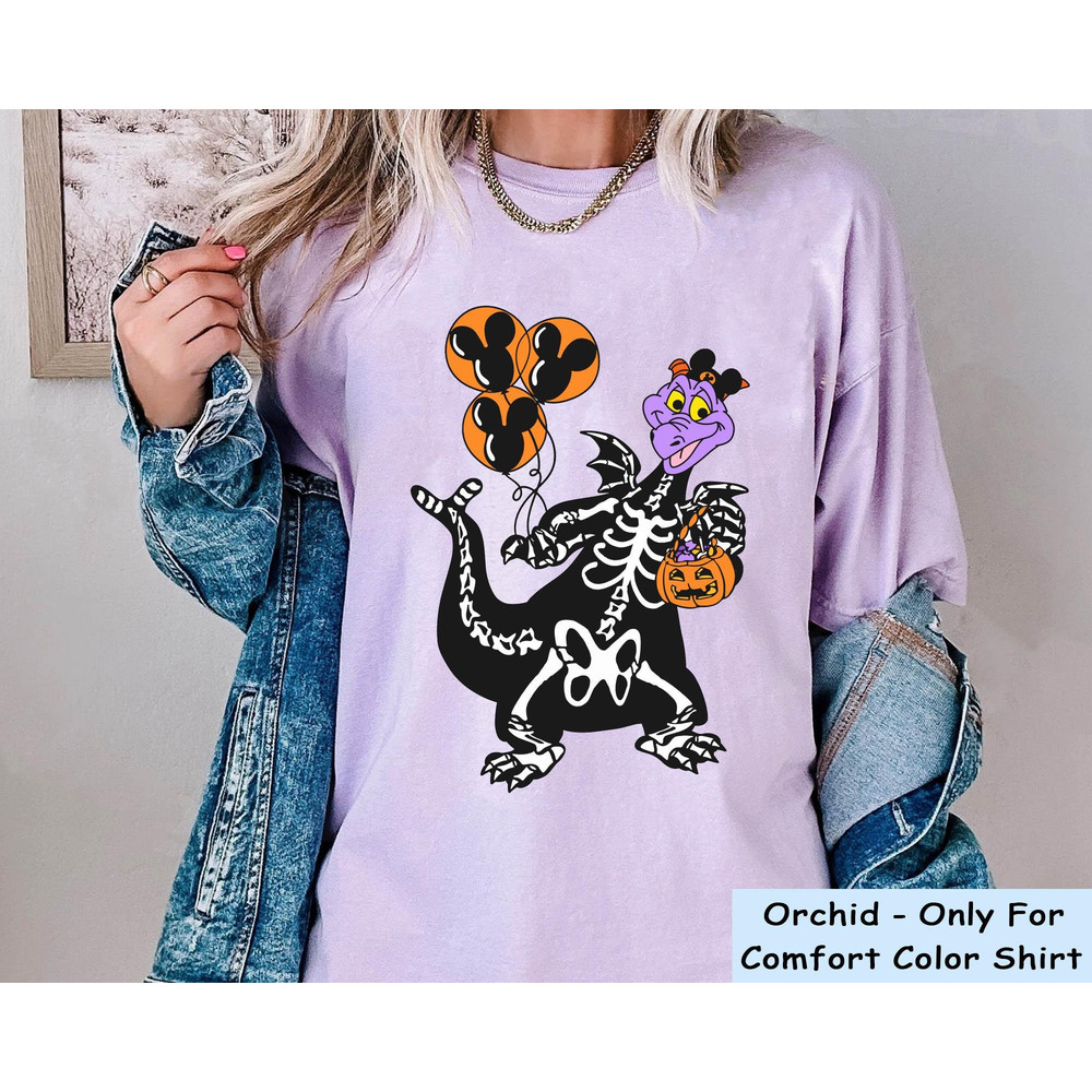 Figment Dragon Skeleton Costume with Halloween Balloon Pumpkin Comfort Colors Shirt, Epcot Disney Halloween Shirt, Disneyland Spooky Season.jpg