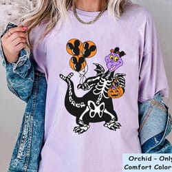 figment dragon skeleton costume with halloween balloon pumpkin comfort colors shirt, epcot disney halloween shirt, disne