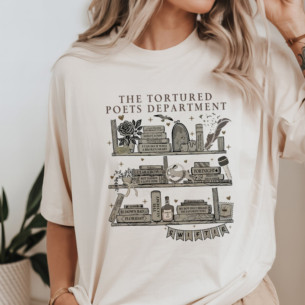 The Tortured Poets Department T-Shirt - Bookshelf Taylor Swift Merch Swiftie T-Shirt TTPD Swiftie Merch.jpg
