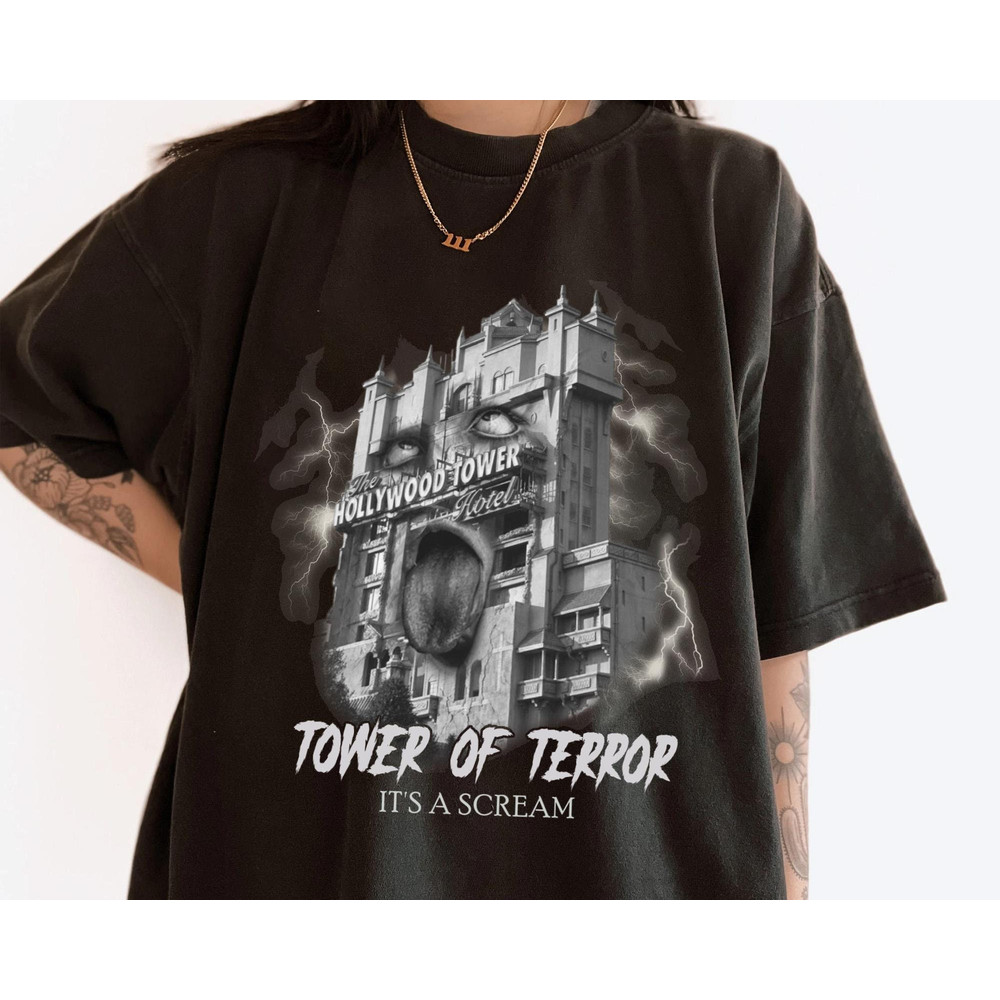 The Twilight Zone Tower Of Terror It's A Scream Comfort Colors T-shirt, Disney Hollywood Tower Hotel Shirt, Disneyland Halloween Party Shirt.jpg