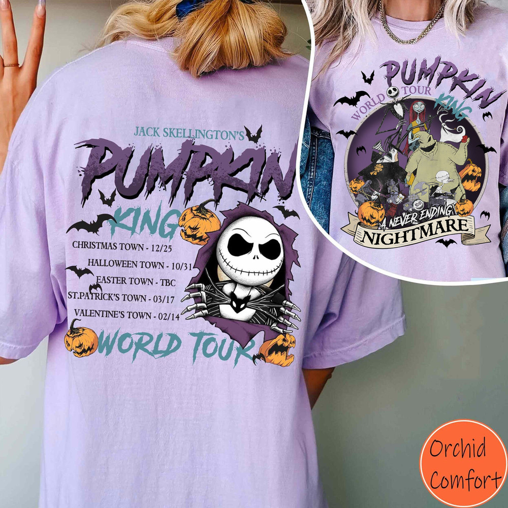 Two Sided Jack Skellington Pumpkin King World Tour Comfort Colors T-shirt, Retro Nightmare Before Christmas Shirt, Disney Halloween Party.jpg