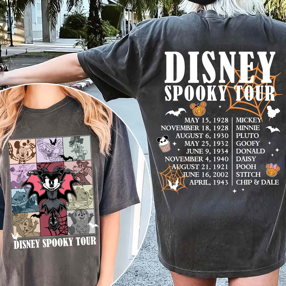 Two Sided Minnie Vampire Disney Spooky Tour Comfort Colors T-shirt, Disney Characters Halloween Party Shirt, Disneyland Spooky Season Trip.jpg