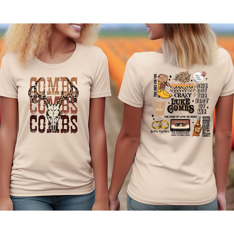 Combs Bullhead Shirt Two Side Print, Country Music Shirt, Luke Combs World Tour 2023, Cowboy Combs, Luke Combs Fan, Cowgirl Tee.jpg