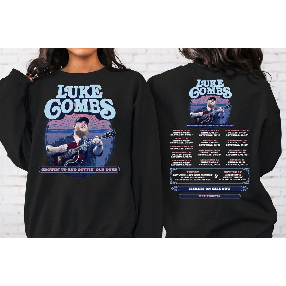 Luke Combs 2024 Tour Growing Up and Getting Old Sweatshirt, Luke Combs Merch, Country Music Tee, Luke Combs Fan Shirt.jpg