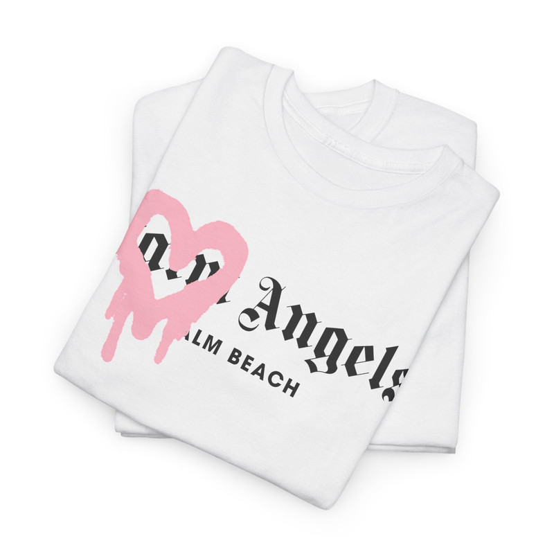 palm shirt angels Angelic Inspired Streetwear Designs palm beach light pink black Unisex Heavy Cotton Tee.jpg