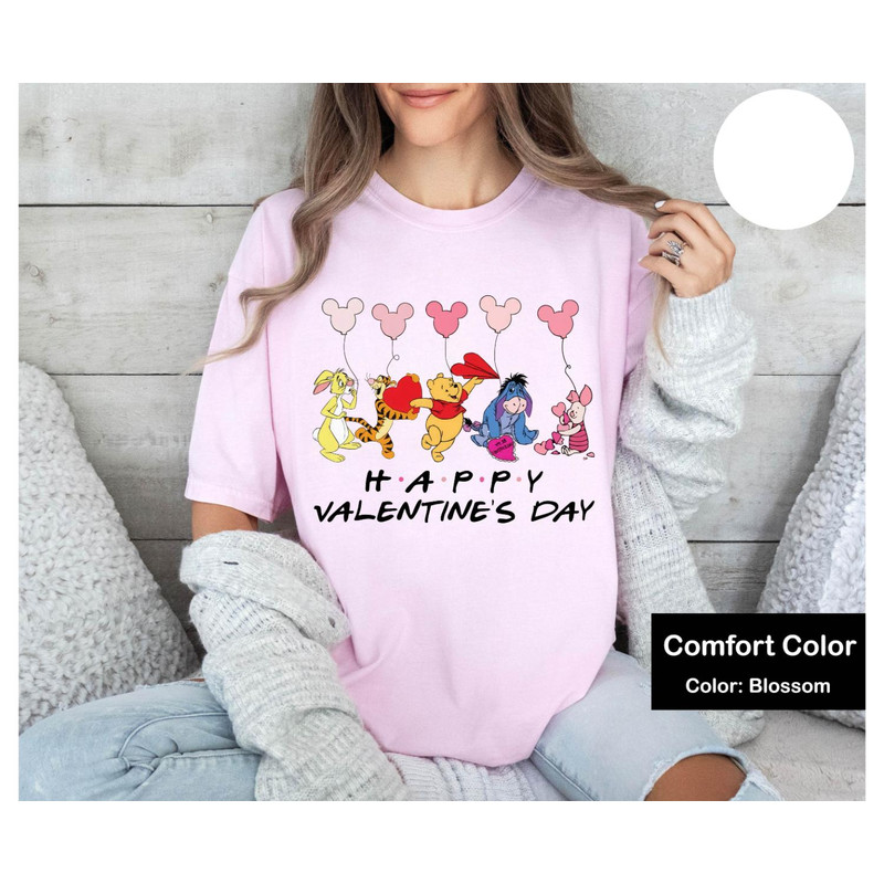 Happy Valentines Day Shirt, Cute Couples Sweatshirt, Matching Couples Sweater, Disney Valentines Shirt, Cute Pooh Movie Characters Tee.jpg