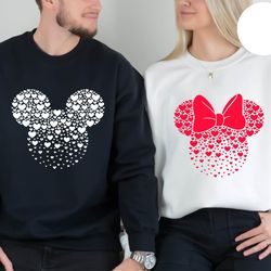 mickey and minnie ears with heart tshirt for valentines day, disneyworld valenti
