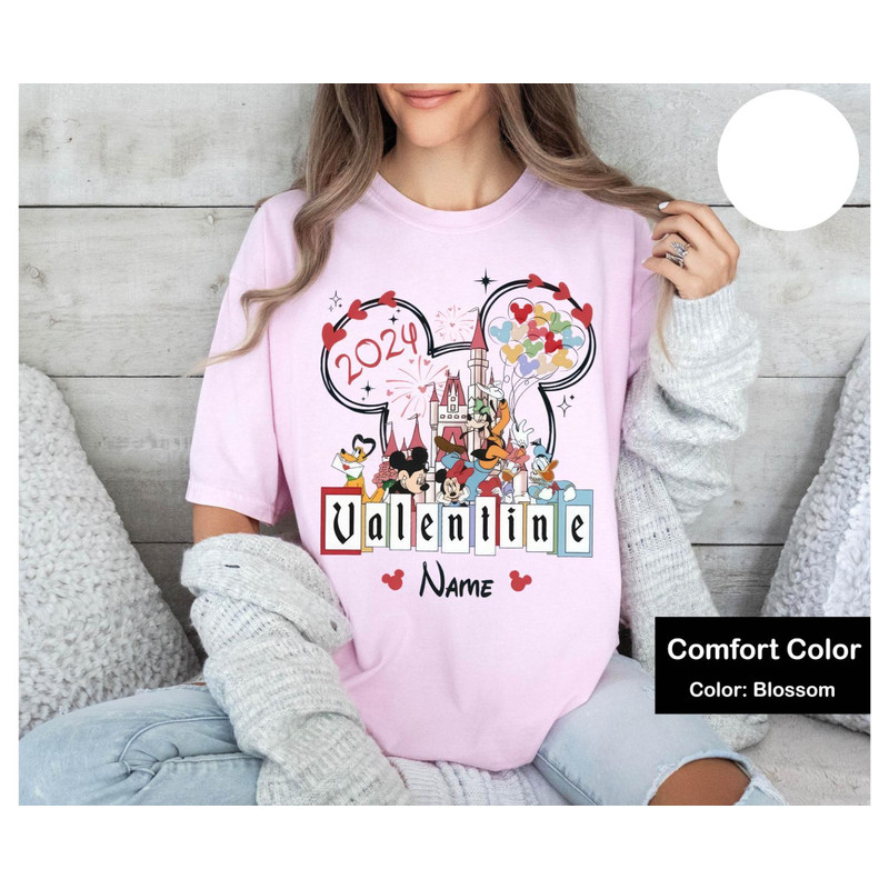 Personalized Mickey and Friends Disney Valentine 2024 Shirt, Disneyland Happy Valentine's Day, Family Vacation 2024, Disney Castle Shirt.jpg