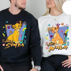 retro 90s disney couples shirt, the lion king couples shirt, simba nala shirt, d