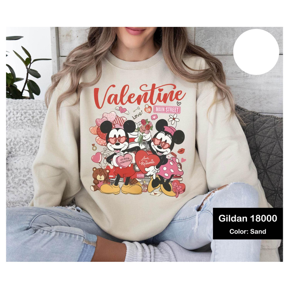 Vintage Disney Mickey Minnie Couple Valentine on Main Street Shirt, Disneyland Happy Valentine's Day Couple Shirt, Disney Couple Gift Shirt.jpg