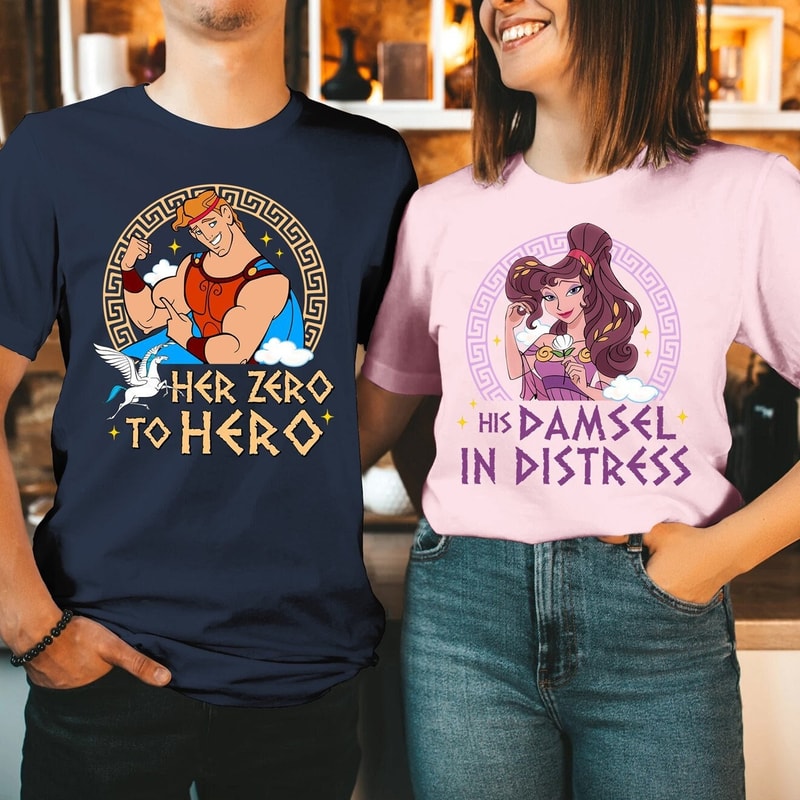 Hercules And Megara His And Hers Shirts Her Zero To Hero His Damsel In Distress Shirt Valentine Couple Shirt Valentines Gift.jpg
