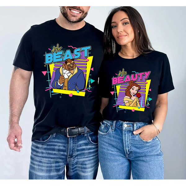 Retro 90s His Beauty Her Beast Shirts  Beauty And The Beast Shirt  Beauty And Beast Shirts  Valentine Day Couple Shirt Gift For Her Him.jpg