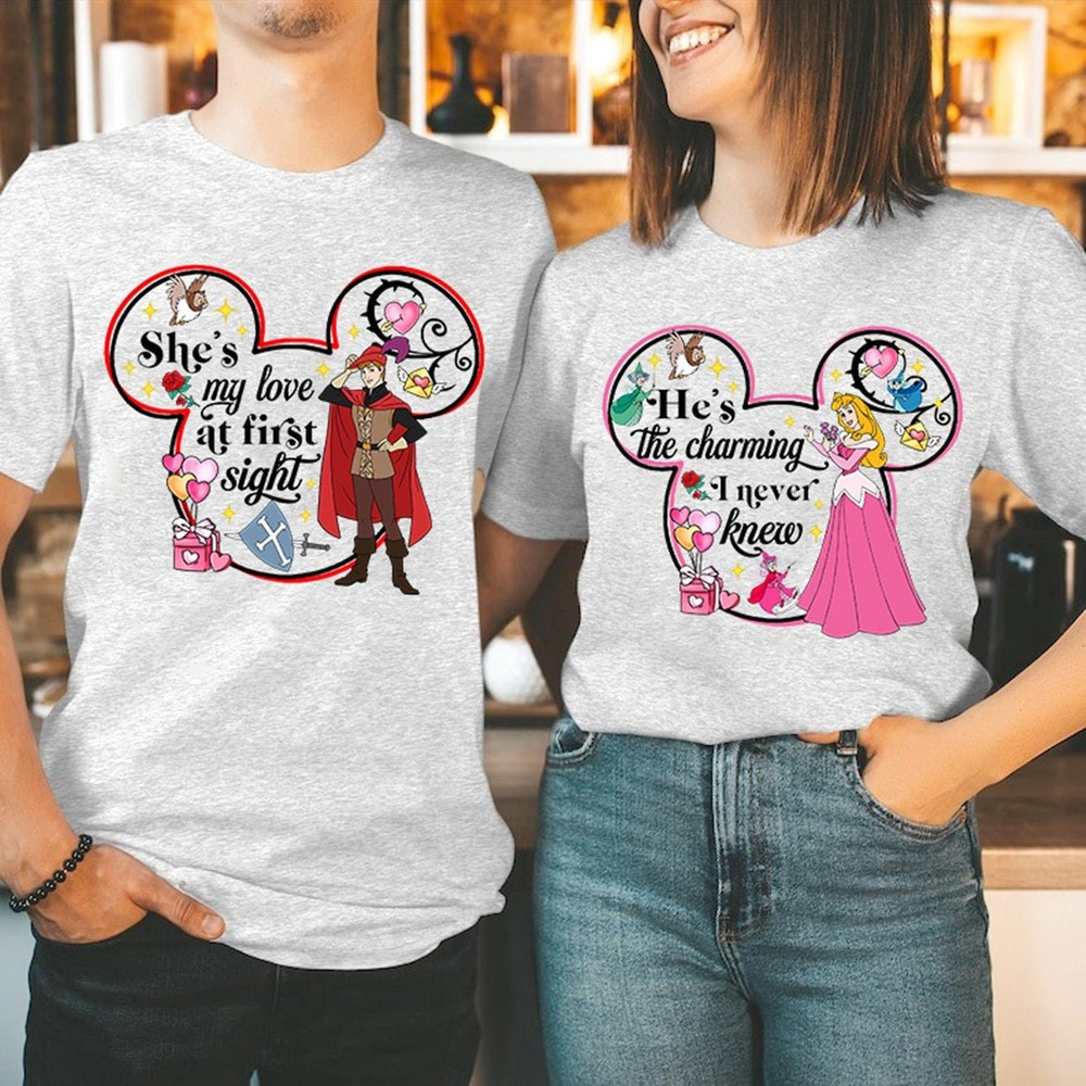 Sleeping Beauty Couple Shirt Princess Aurora Prince Philip Shirt Valentine's Day Shirt His And Her Matching Shirts Gift for him.jpg