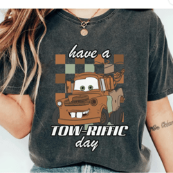 retro disney cars tow mater checkerboard shirt