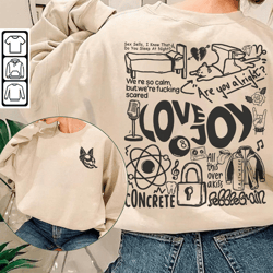 lovejoy doodle art shirt, 2 side vintage lovejoy merch lyric album sweatshirt hoodie, lovejoy tattoo tour