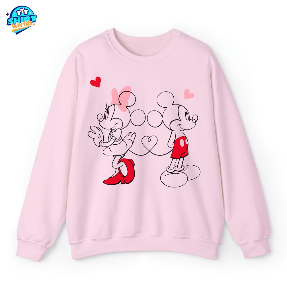 Mickey And Minnie Love Sweatshirt, Happy Valentines Day Shirt, Disney Matching Couples Sweatshirt, Disney Love Shirt, Matching Family Sweat.jpg