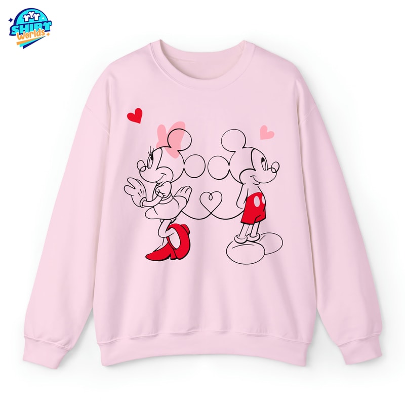 Mickey And Minnie Love Sweatshirt, Happy Valentines Day Shirt, Disney Matching Couples Sweatshirt, Disney Love Shirt, Matching Family Sweat.jpg