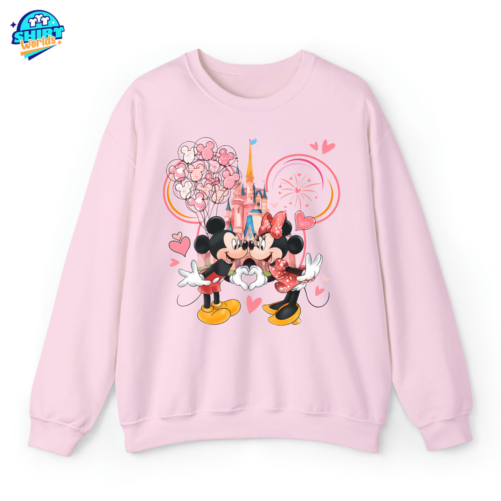 Mickey and Minnie with Pink Balloon Tea Cup Valentine Shirt, Disney Couple Matching T-shirt, Valentine's Day Gift, Disneyland Couple Trip.jpg