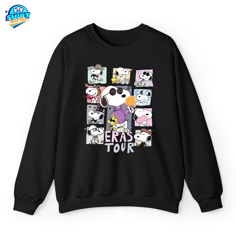 The Snoopy Taylor Eras Tour Sweatshirt, Swiftie Fan Shirt, Lover Midnights Folklore Shirt, Cute Cartoon Dog Eras Tour Albums Sweatshirt.jpg