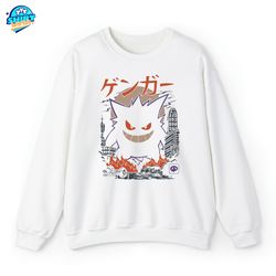 gengar shirt, dark ghost kaiju japanese style, japanese anime, movie film nerd, gaming novelty, funny unisex shirts