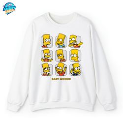 bart simpson moods, the simpsons t-shirt, homage graphic unisex sweatshirt, the simpsons shirt, cartoon shirts, bart sim