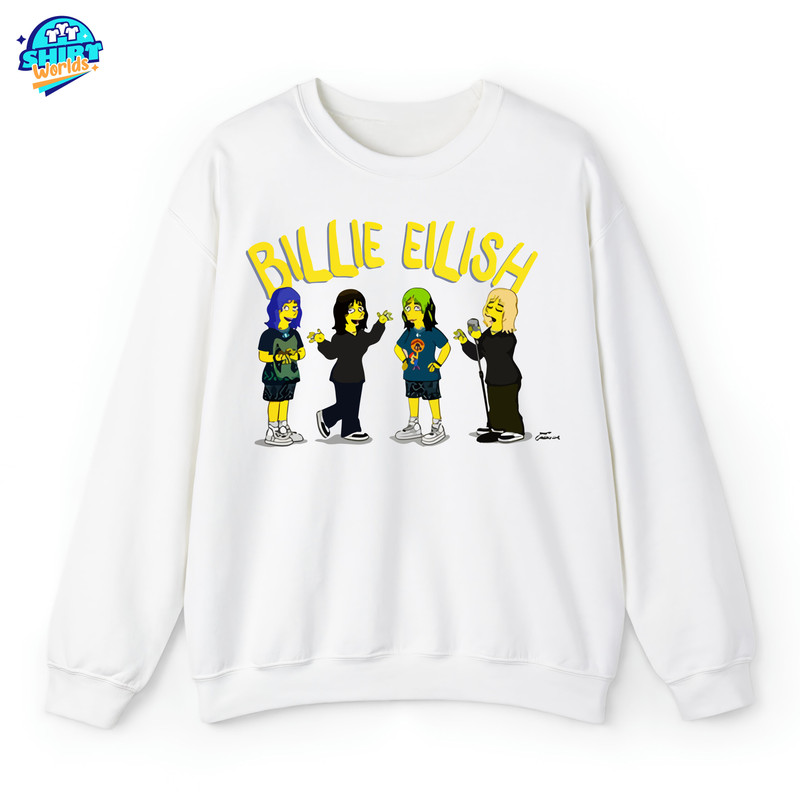The Simpsons x Billie Eilish T-Shirt, Homage Graphic Unisex Sweatshirt, The Simpsons Shirt, Cartoon Shirts, Gift for Billie Eilish Fan.jpg