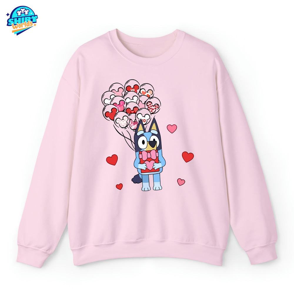 Bluey Couple Valentine on Main Street Shirt, Bandit and Chilli Vanlentine Tshirt, Bluey Valentines Day, Bluey And Bingo Couple Tee.jpg