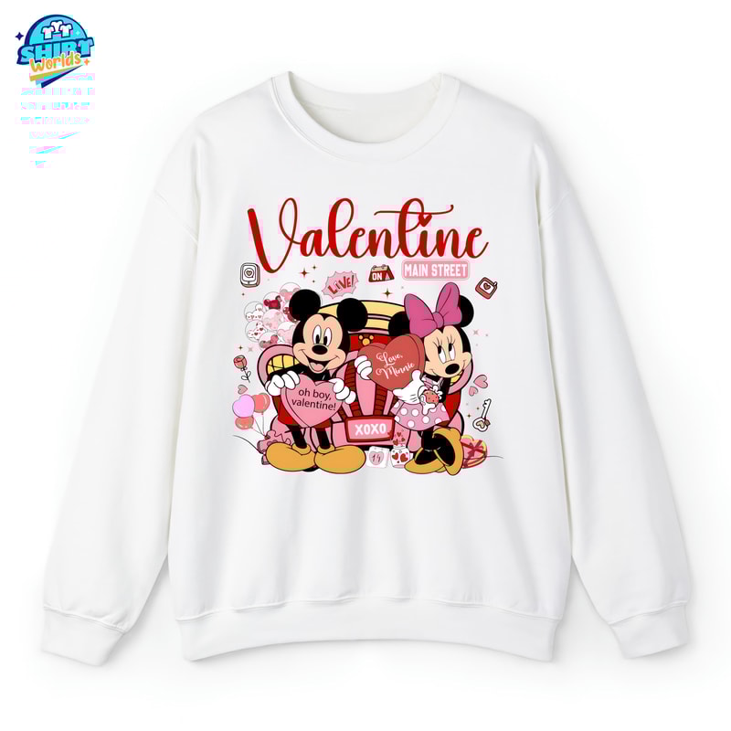 Valentine Main Street Sweatshirt, Vintage Mickey and Minnie Sweatshirt, Disney Valentine's Day Shirt, Mickey Minnie Valentine Shirt.jpg