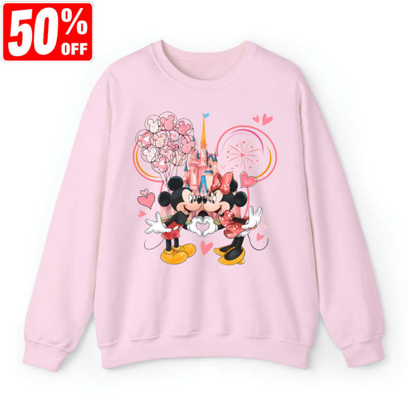 Mickey and Minnie with Pink Balloon Tea Cup Valentine Shirt, Disney Couple Matching T-shirt, Valentine's Day Gift, Disneyland Couple Trip.jpg