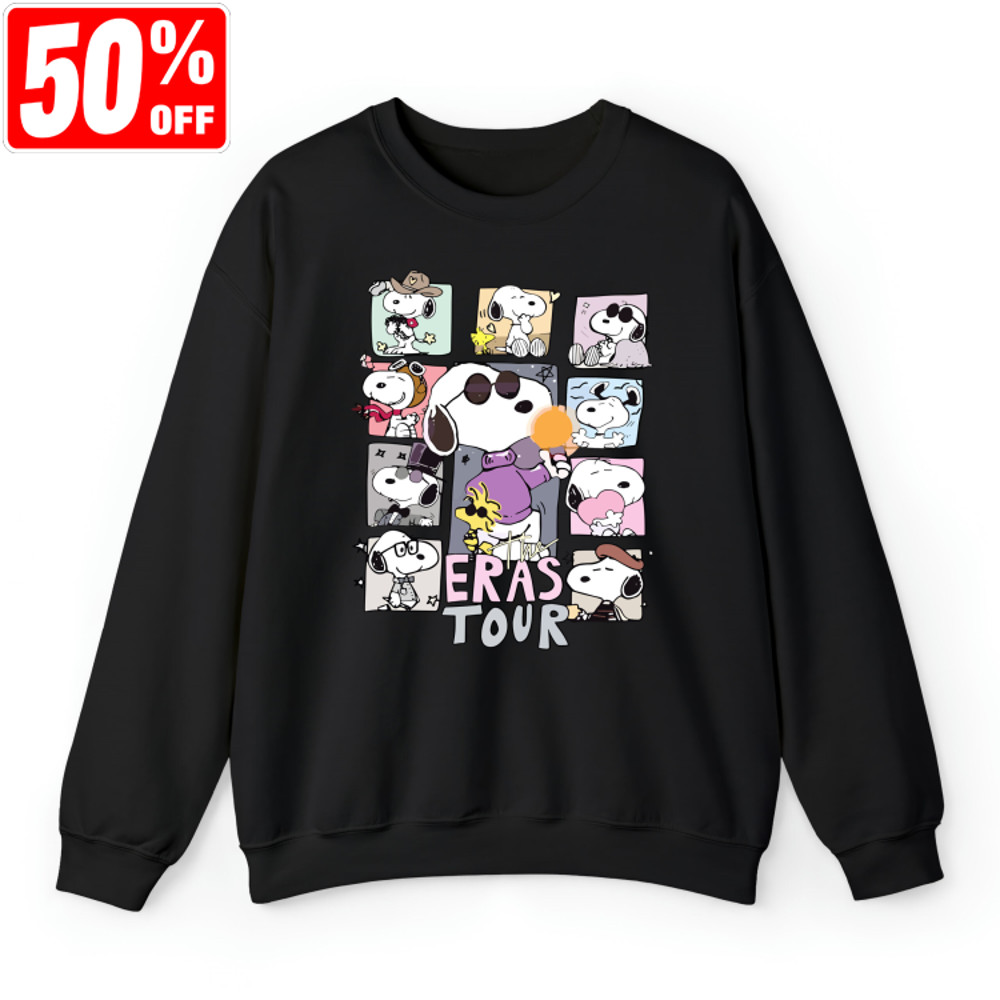 The Snoopy Taylor Eras Tour Sweatshirt, Swiftie Fan Shirt, Lover Midnights Folklore Shirt, Cute Cartoon Dog Eras Tour Albums Sweatshirt.jpg