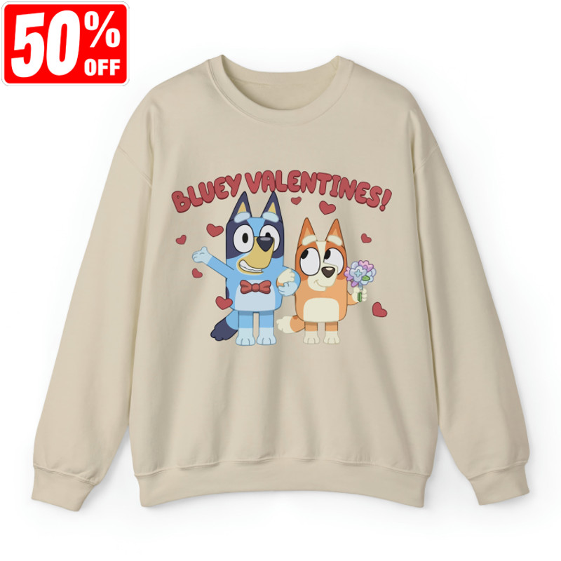 Bluey Valentine Party Shirt, Bluey Valentine Couple Tee, Bluey Gifts For Couple, Smoochy Kiss, Bluey Bingo Bandit Couple.jpg