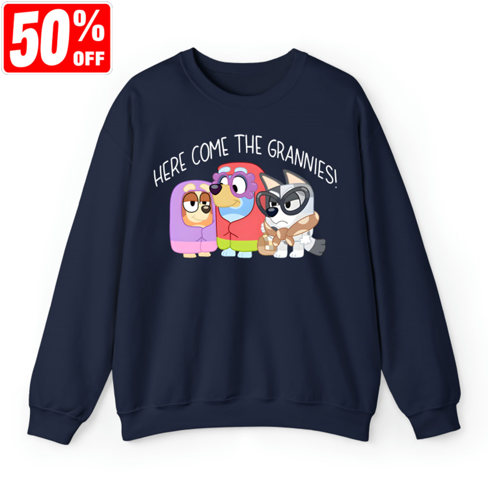 Here Comes The Grannies Bluey Shirt, Bluey shirt, Bluey Character Shirt, Bluey Heeler Family Shirt, Bluey Birthday Gift, Bluey and Bingo.jpg