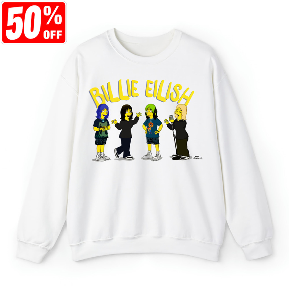 The Simpsons x Billie Eilish T-Shirt, Homage Graphic Unisex Sweatshirt, The Simpsons Shirt, Cartoon Shirts, Gift for Billie Eilish Fan.jpg