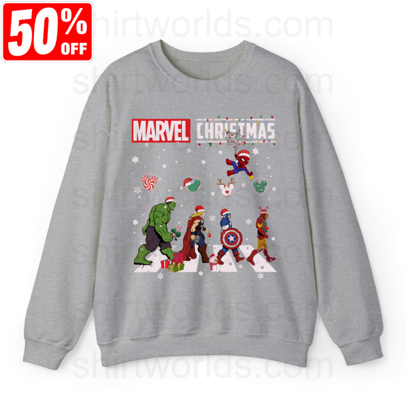 Marvel Characters Christmas Sweatsthirt, Mickey Balloon Christmas Shirt, Superhero Christmas Shirt, Avengers Assemble, Xmas Gifts.jpg