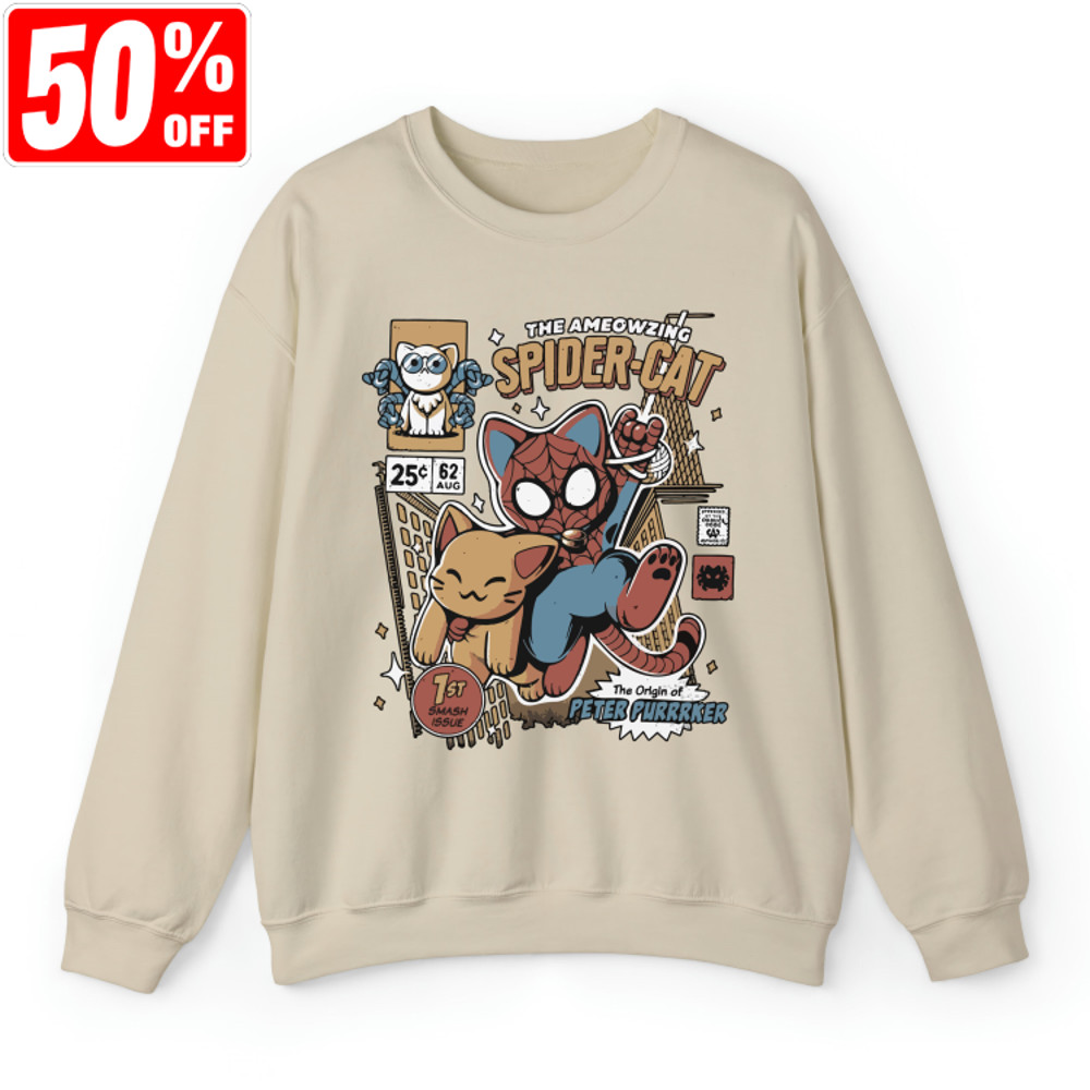 Spiderman Across the Spider-Verse Comfort Colors Shirt, Vintage Spider Cat Sweatshirt, Marvel Comics Tee, Spider Ghost Shirts, MCU Fan Gifts.jpg