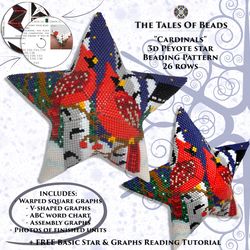 Cardinals Peyote Star Beading Pattern / Seed Bead Christmas Ornament Birds Beaded Star Pattern