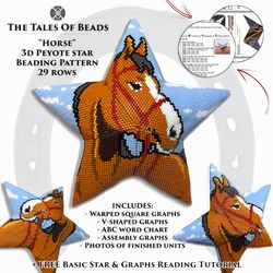 Horse Peyote Star Pattern / Farm Animals Beaded Stars Patterns / Seed Bead Ornaments Zodiac