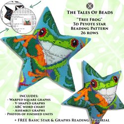 Peyote Star Pattern Tree Frog / Beaded Star Pattern Tropical Seed Bead Ornament