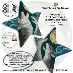Peyote Star Pattern Wolves / Beaded Star Pattern Husky Seed Bead Ornament