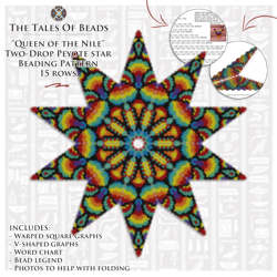 Two-Drop Peyote Star Pattern - Queen of the Nile / Beaded Ten Point Stars Beading Patterns