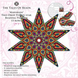 Two-Drop Peyote Star Pattern - Maharani / Beaded Ten Point Stars Beading Patterns